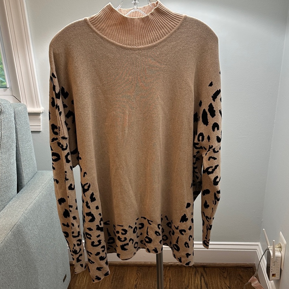 Tan Leopard Print Sweater